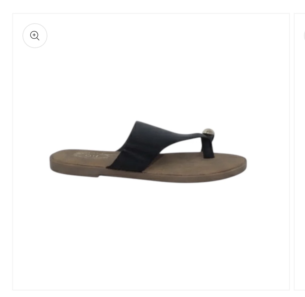 Sandalias Planas de Dedo Negras con Esfera Dorada